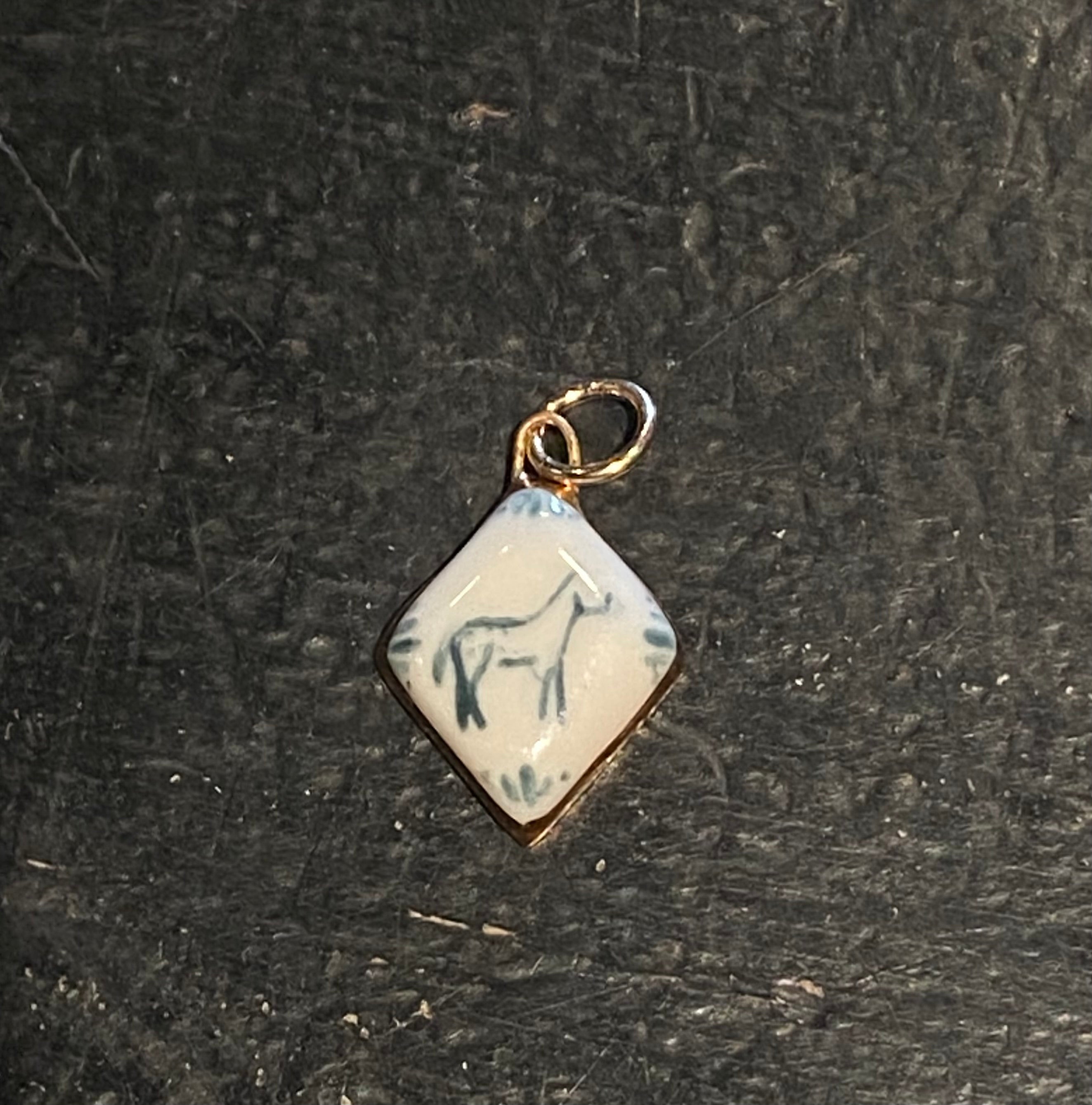 Blue Horse Diamond Charm - Navy
