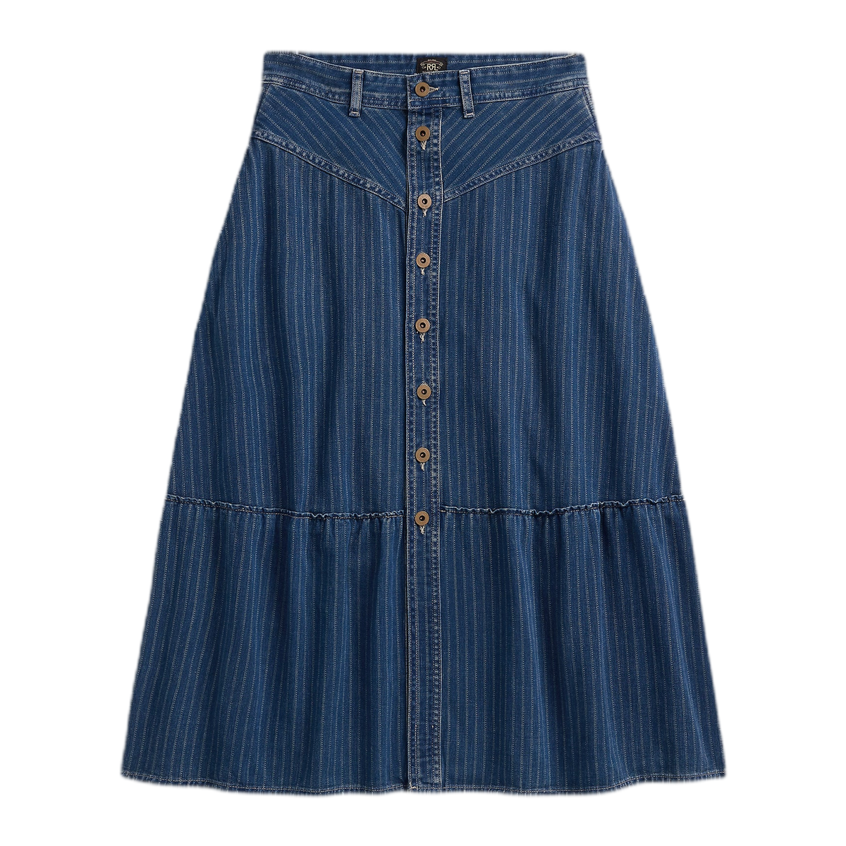 RRL Indigo Striped Denim Skirt