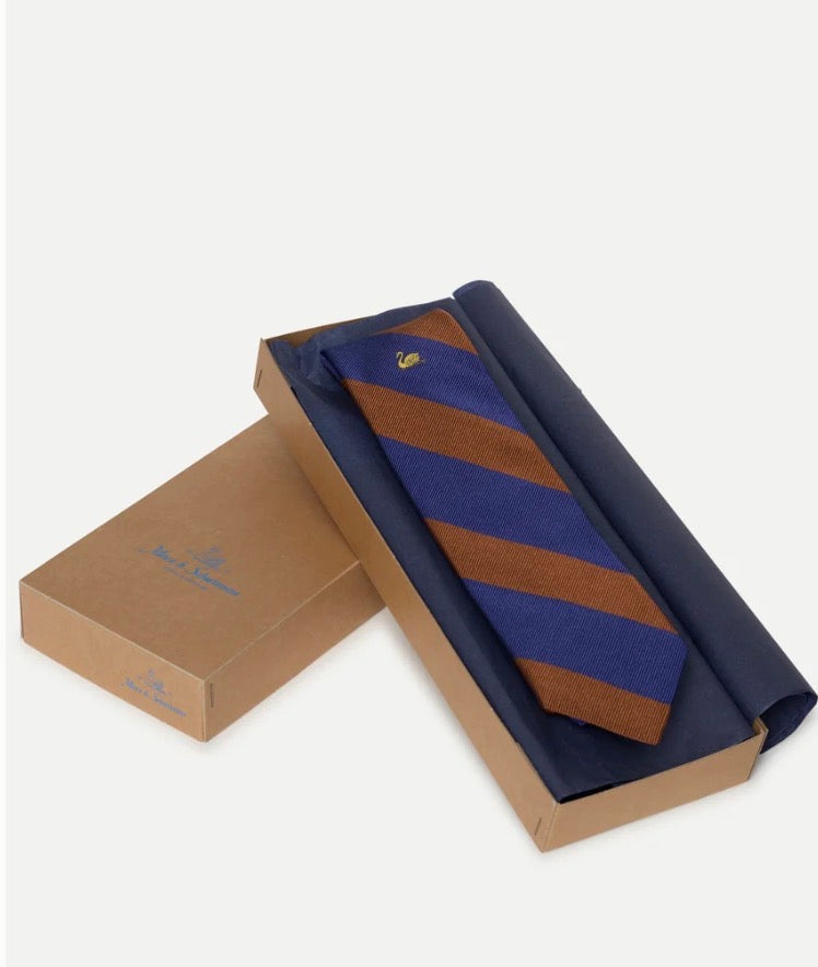 Silk Tie – Swan - Teak