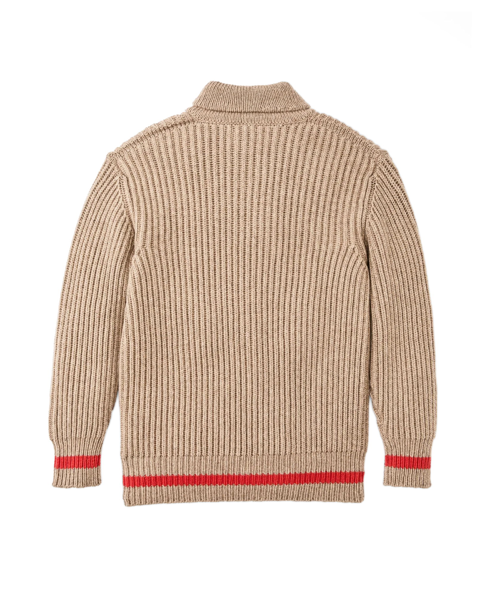 Bristol Shawl Neck Sweater - Oatmeal Heather / Flame Stripe