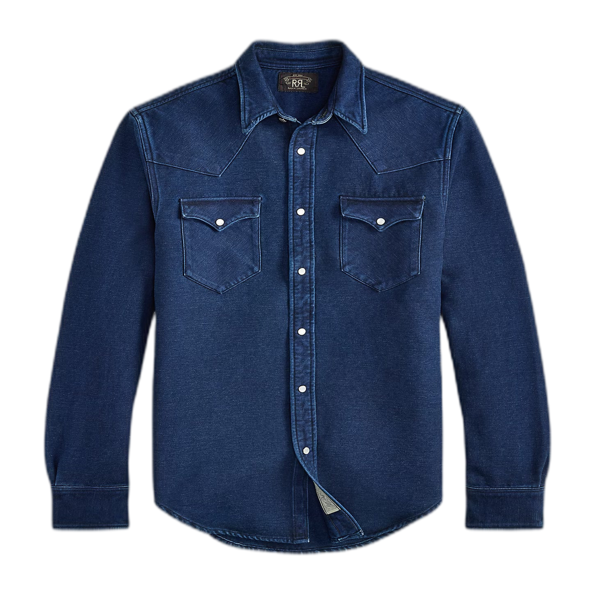RRL Slim Fit Indigo Chamois Western Shirt
