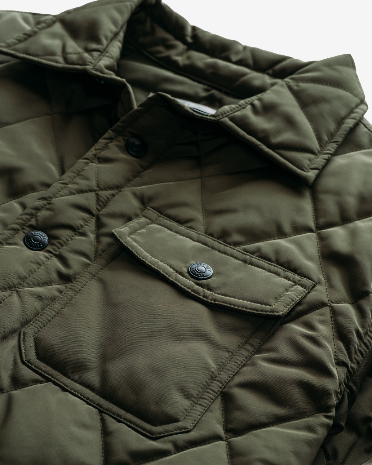 9122D Down Filled Quilted Shirt Jacket-Olive