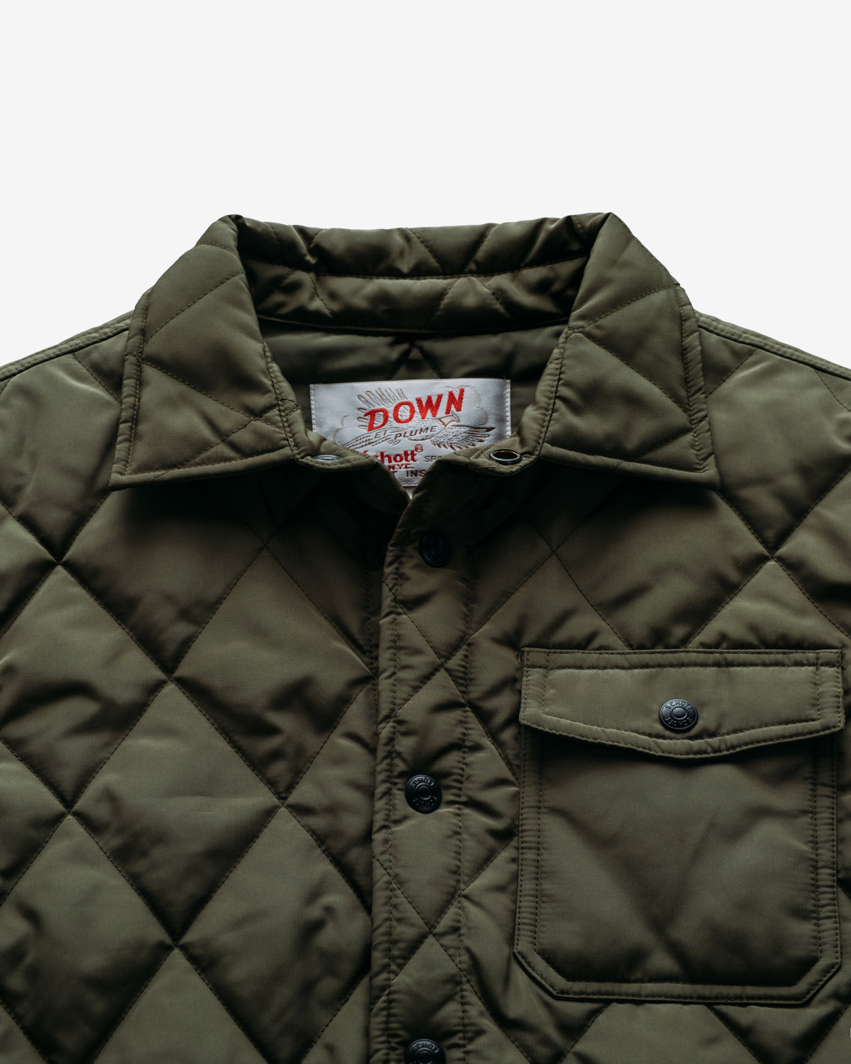 9122D Down Filled Quilted Shirt Jacket-Olive