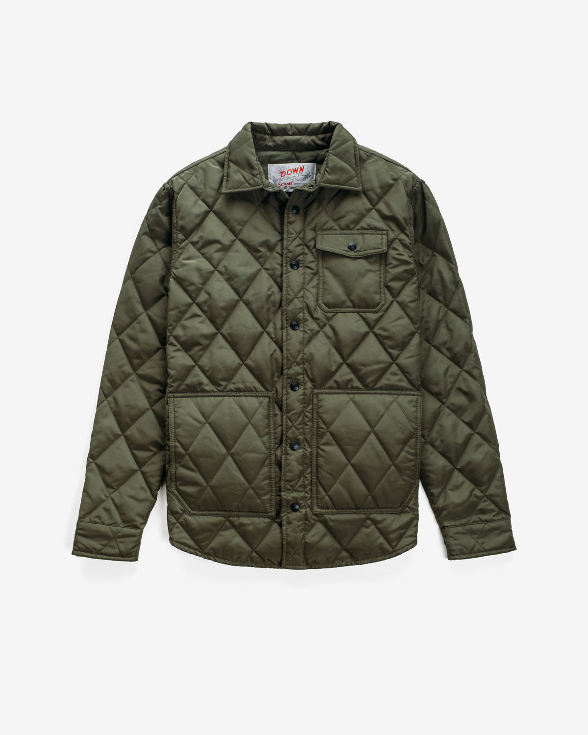 9122D Down Filled Quilted Shirt Jacket-Olive