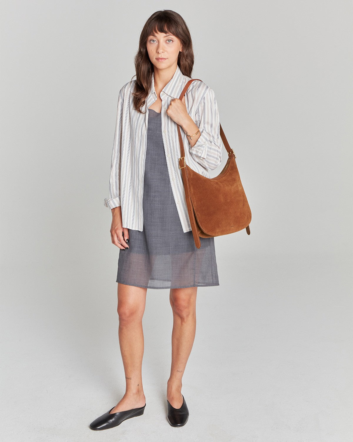 Medium Bixby Crossbody - Tan Suede