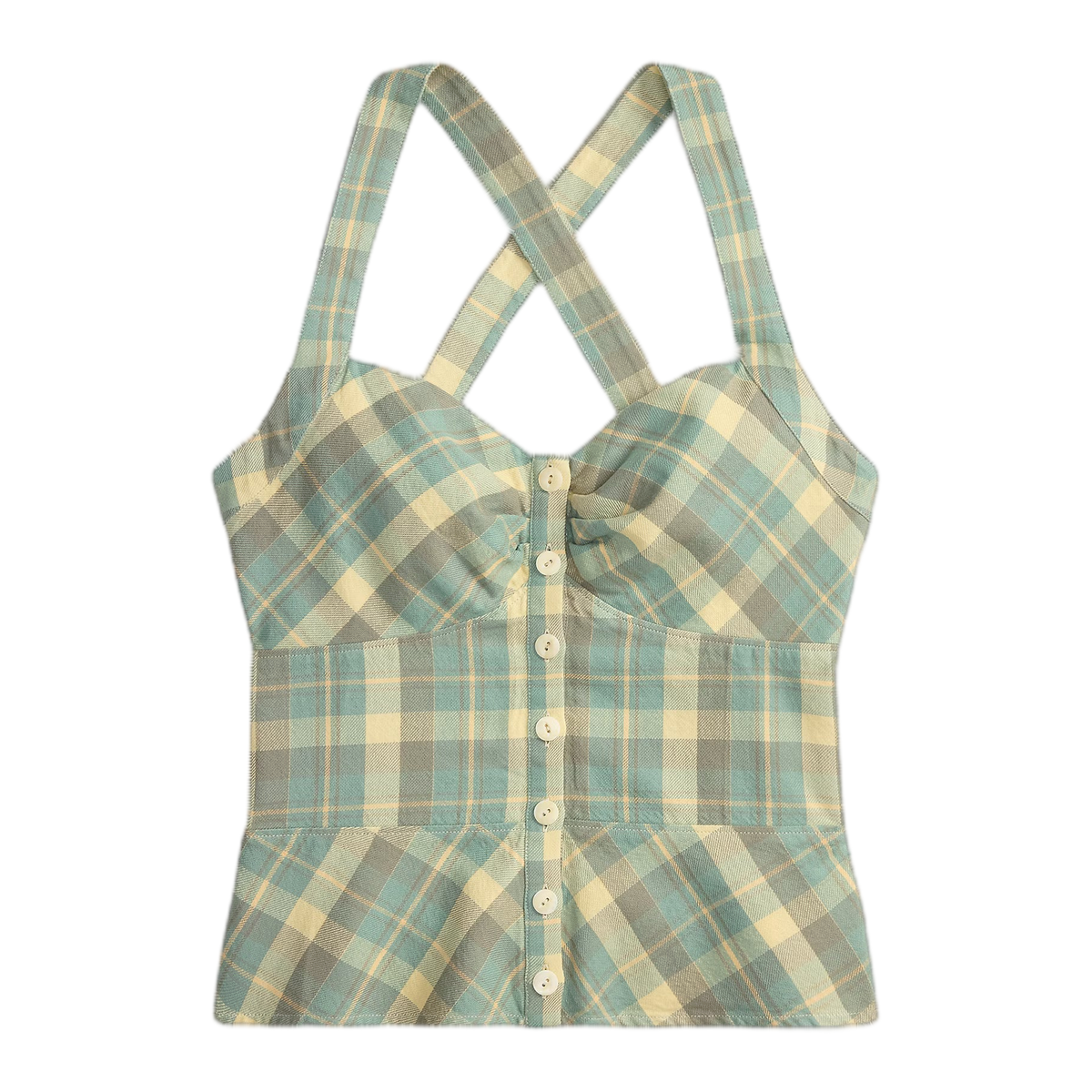 RRL Plaid Twill Button-Front Top
