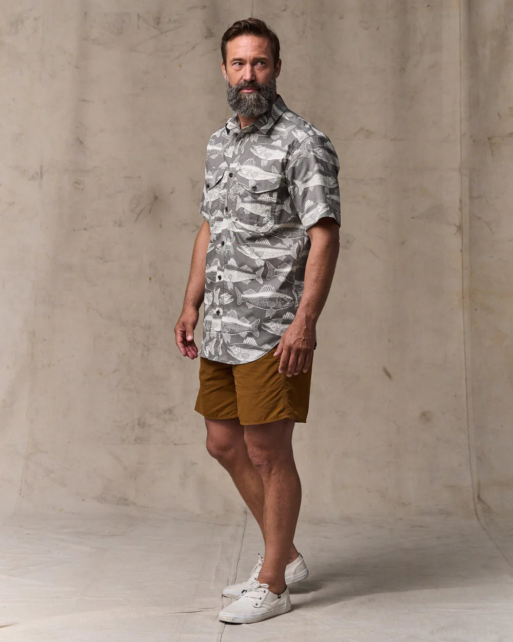 Twin Lakes Short Sleeve Sport Shirt - Beluga / Print