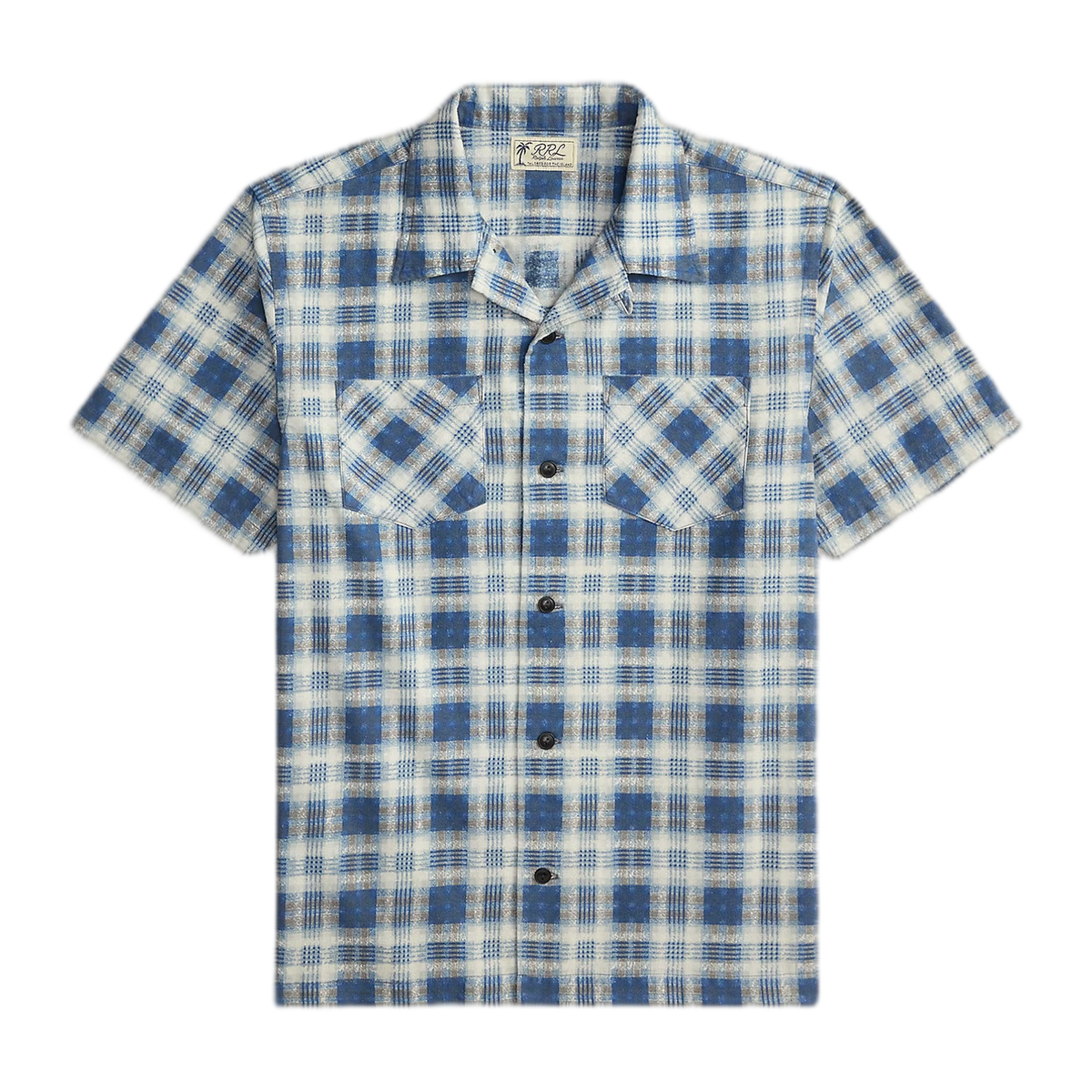 RRL Plaid-Print Brushed Camp Shirt