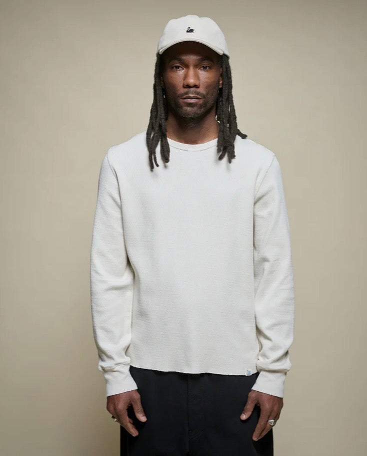 Diamond-Patterned Cotton Thermal Long Sleeve - Nature