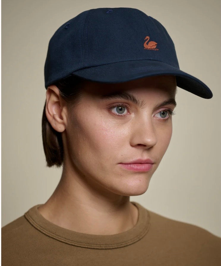 Swan Logo Cotton Twill Cap-Night Blue