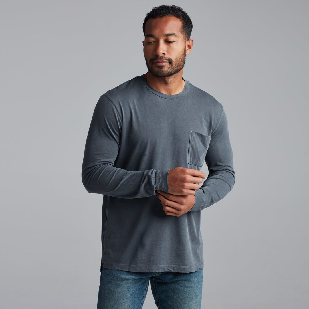 ASHER LONG SLEEVE POCKET TEE - BASALT