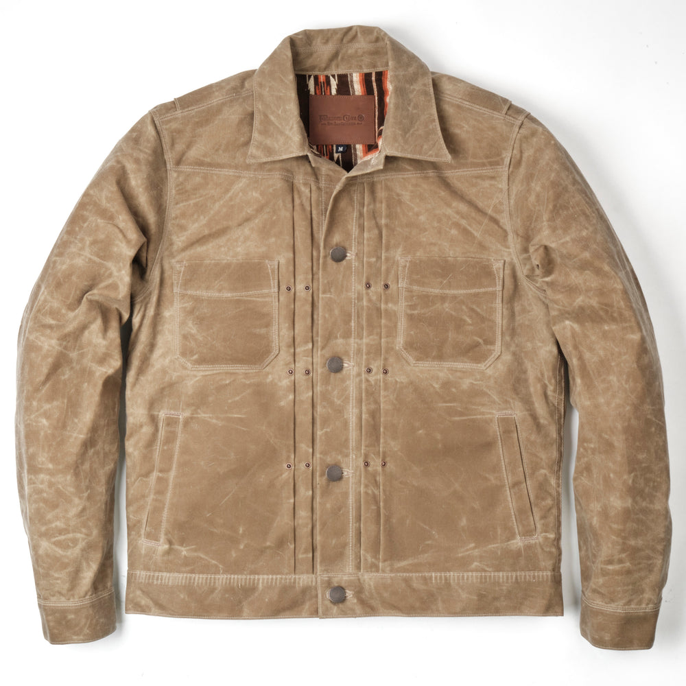 Riders Jacket Waxed Canvas Tobacco - Brown Interior