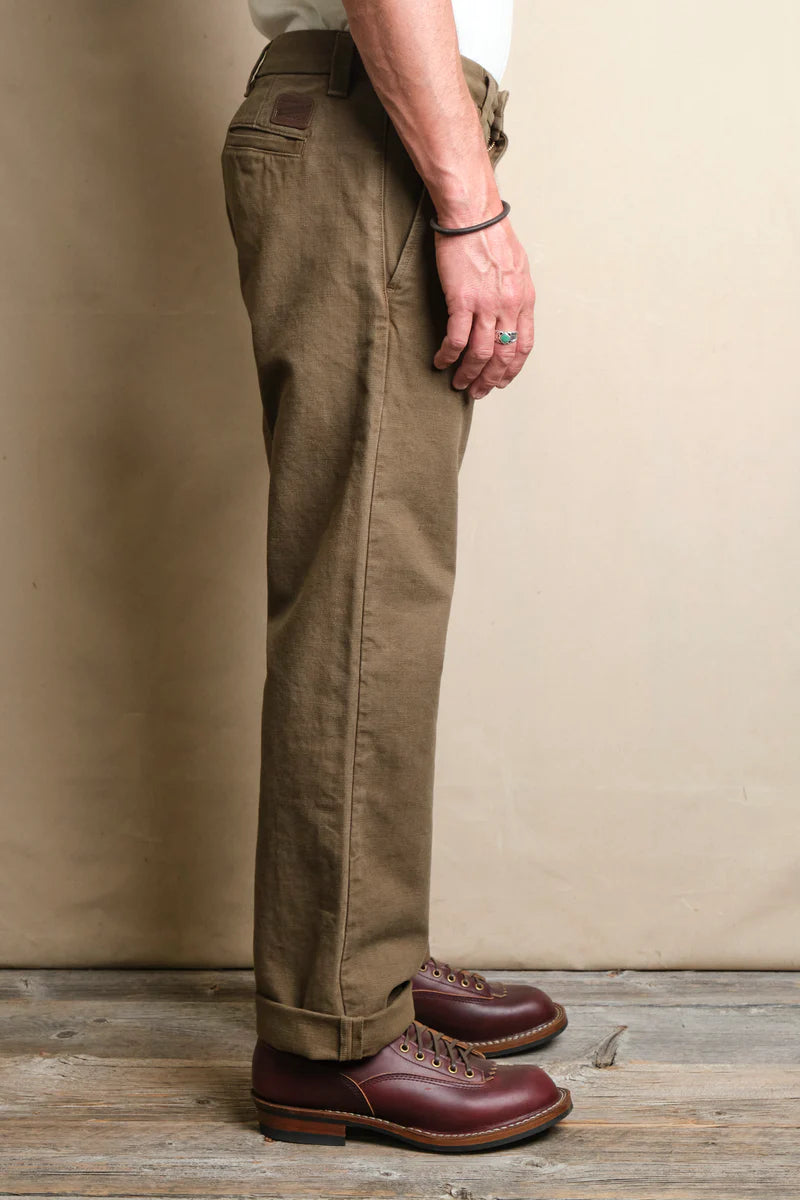 DECK PANT 14 OUNCE SLUB ARMY GREEN