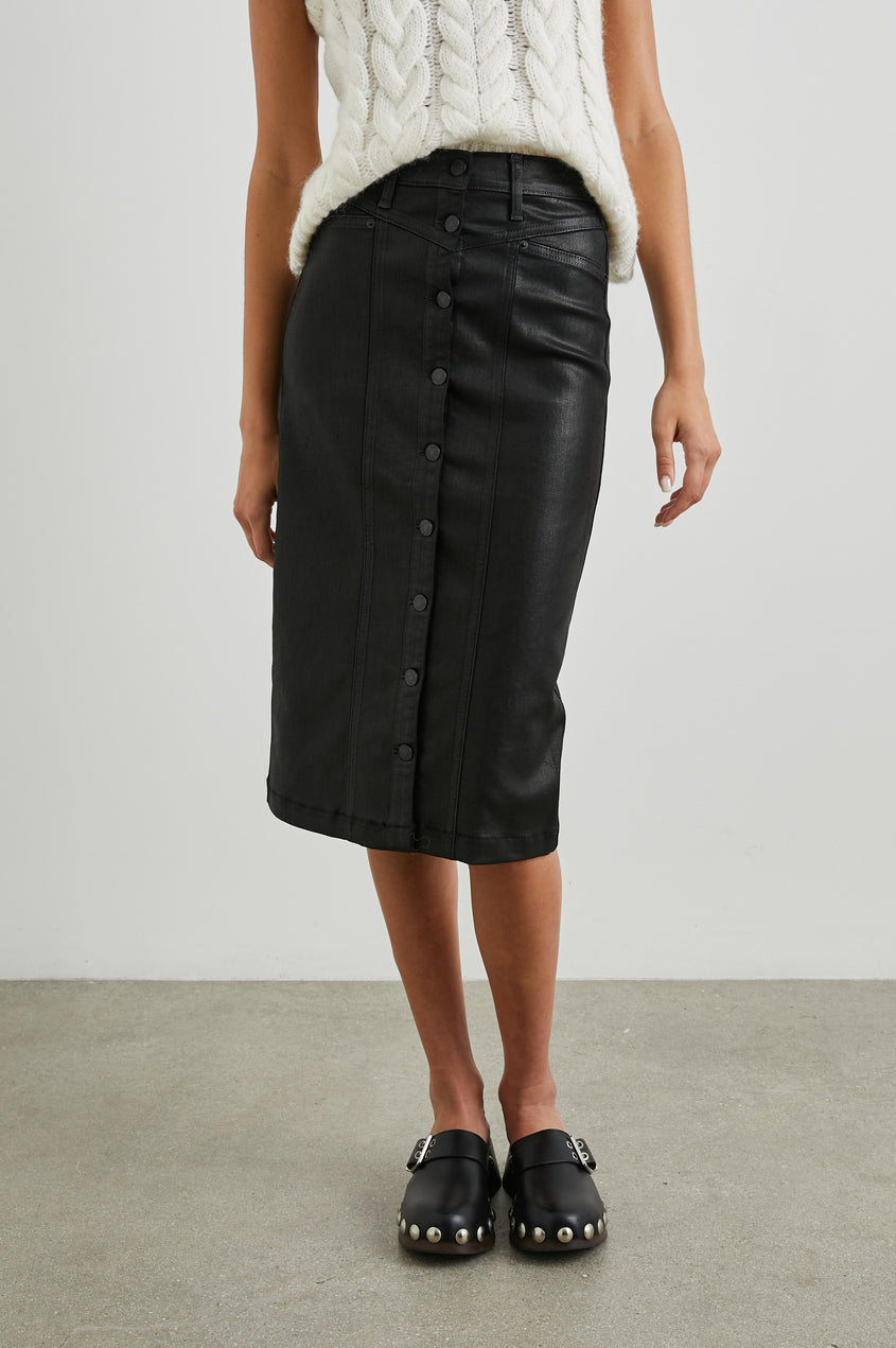 Broadway Skirt - Coated Noir