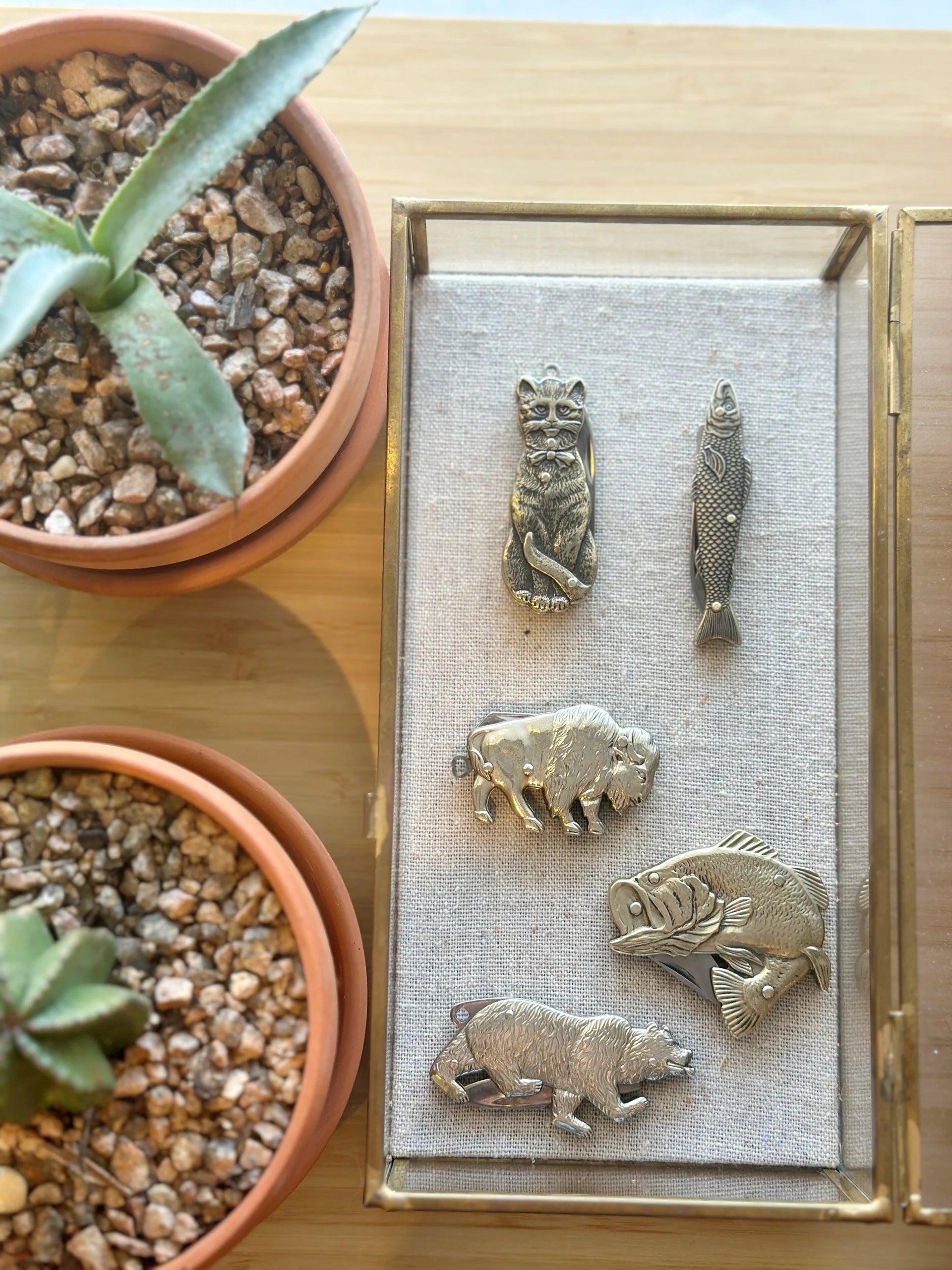 Brass Animal Pocket Knife - Buffalo