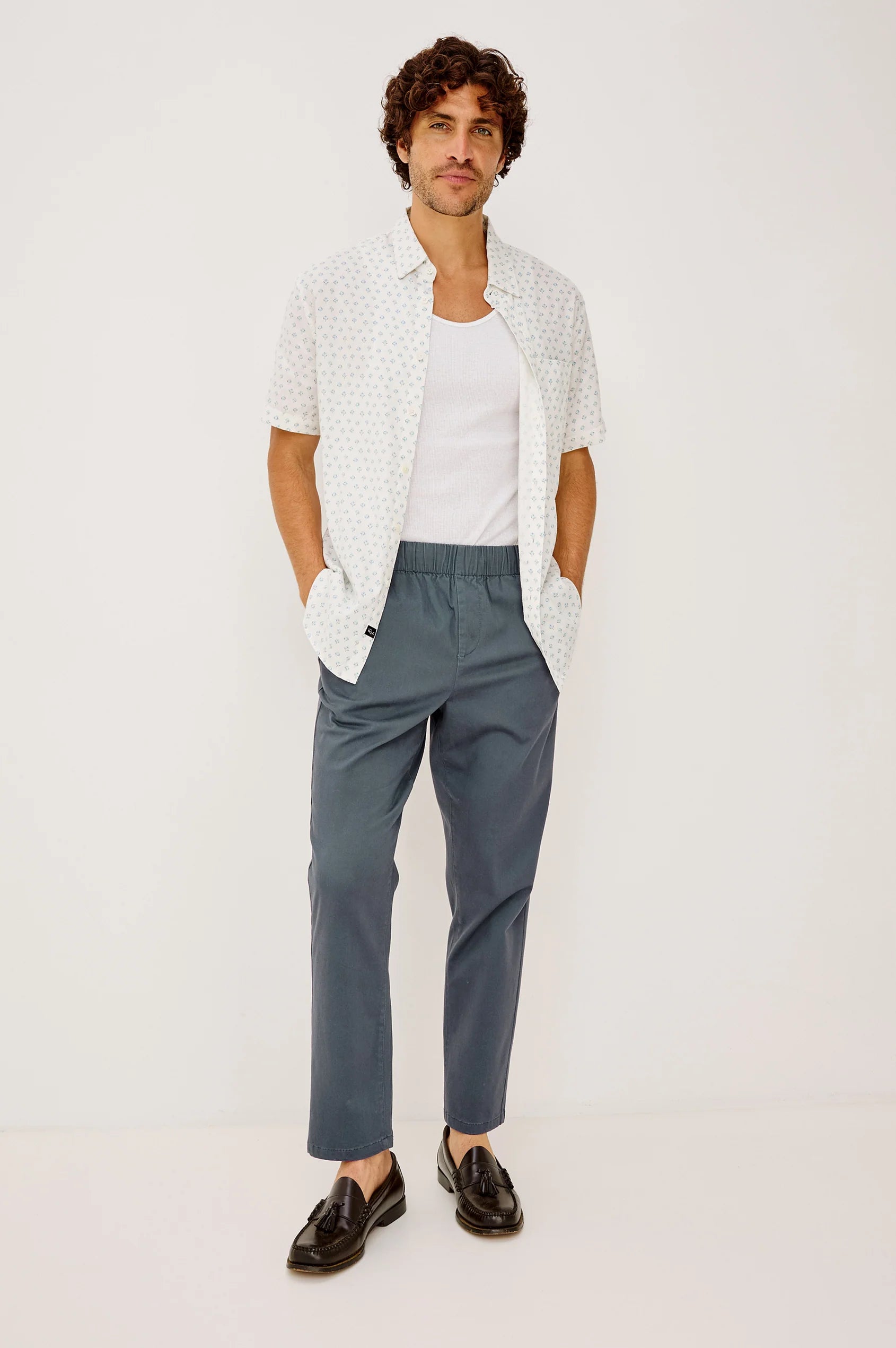 Carson Shirt - White Blue Block