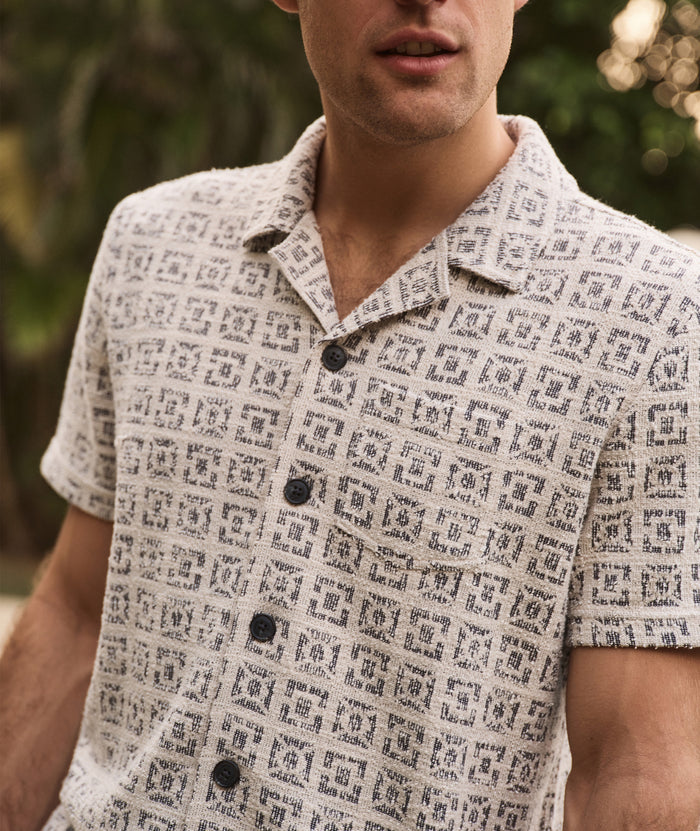 Cam Jacquard Resort Shirt-Neutral Geo