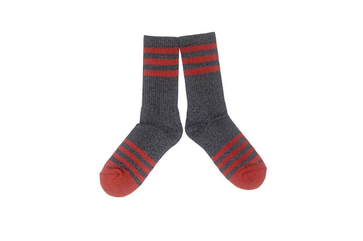 CHARCOAL STRIPES Socks - Charcoal/Brick