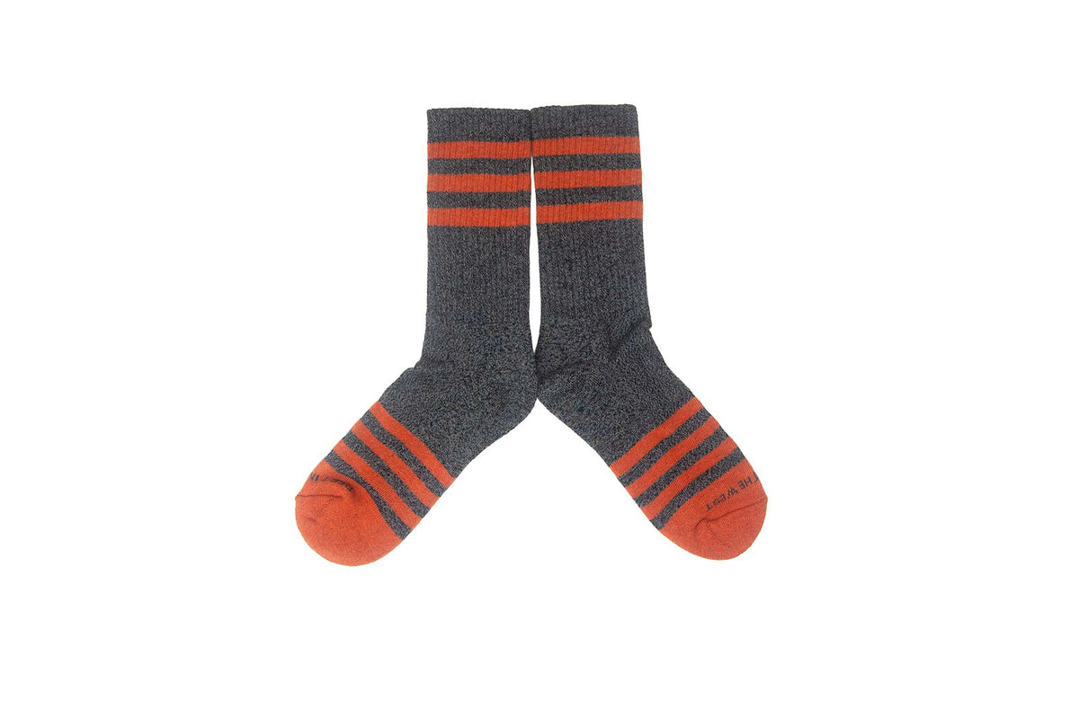 CHARCOAL STRIPES Socks - Charcoal/Orange