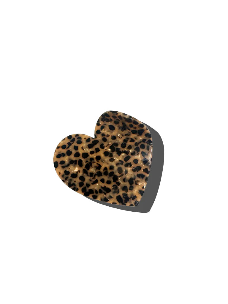 Heart Acetate Claw Hair Clip | Eco-Friendly Leopard