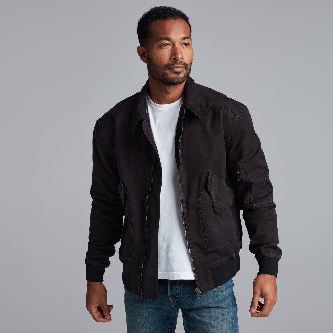 DILLON MID-CENTURY TWILL BOMBER JACKET