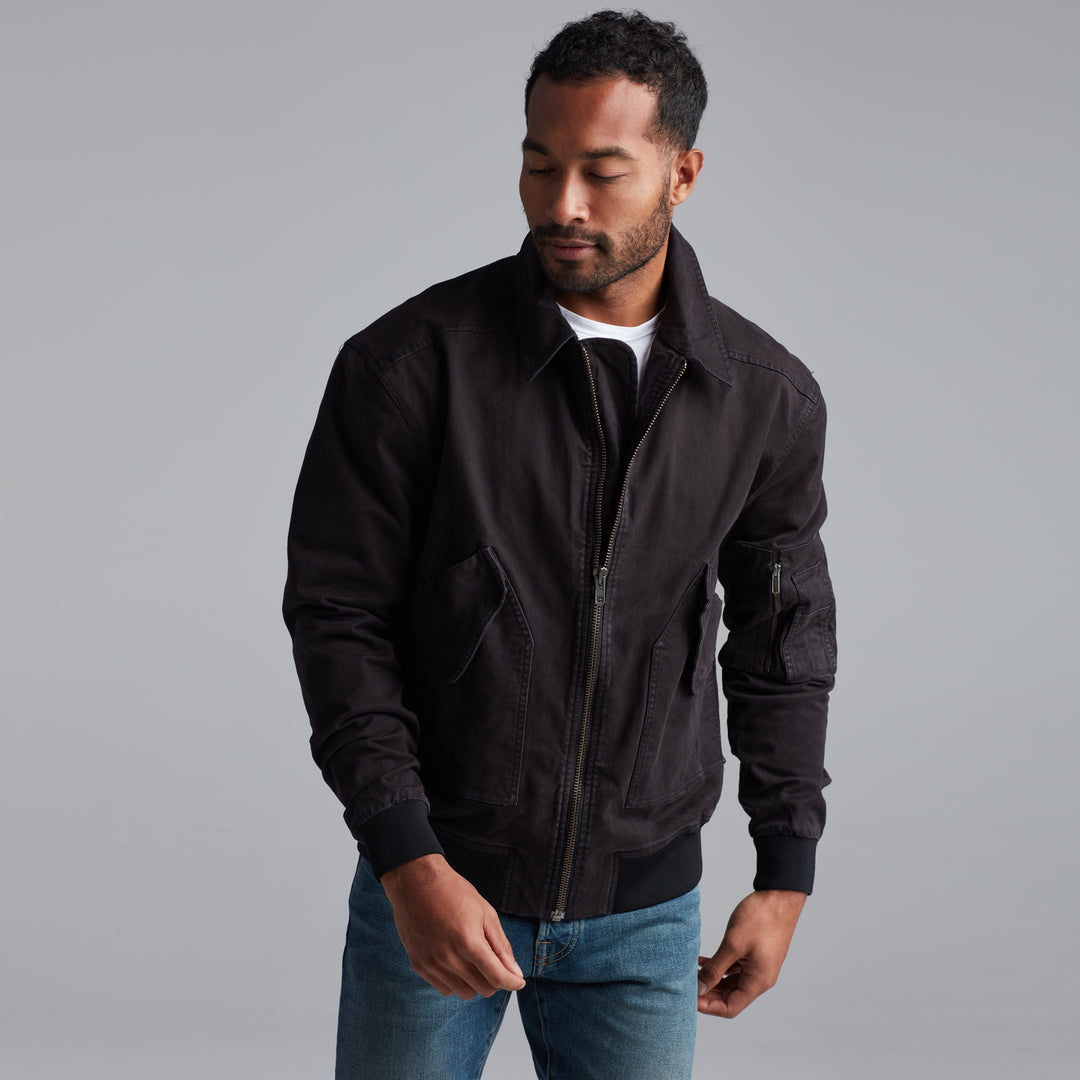 DILLON MID-CENTURY TWILL BOMBER JACKET