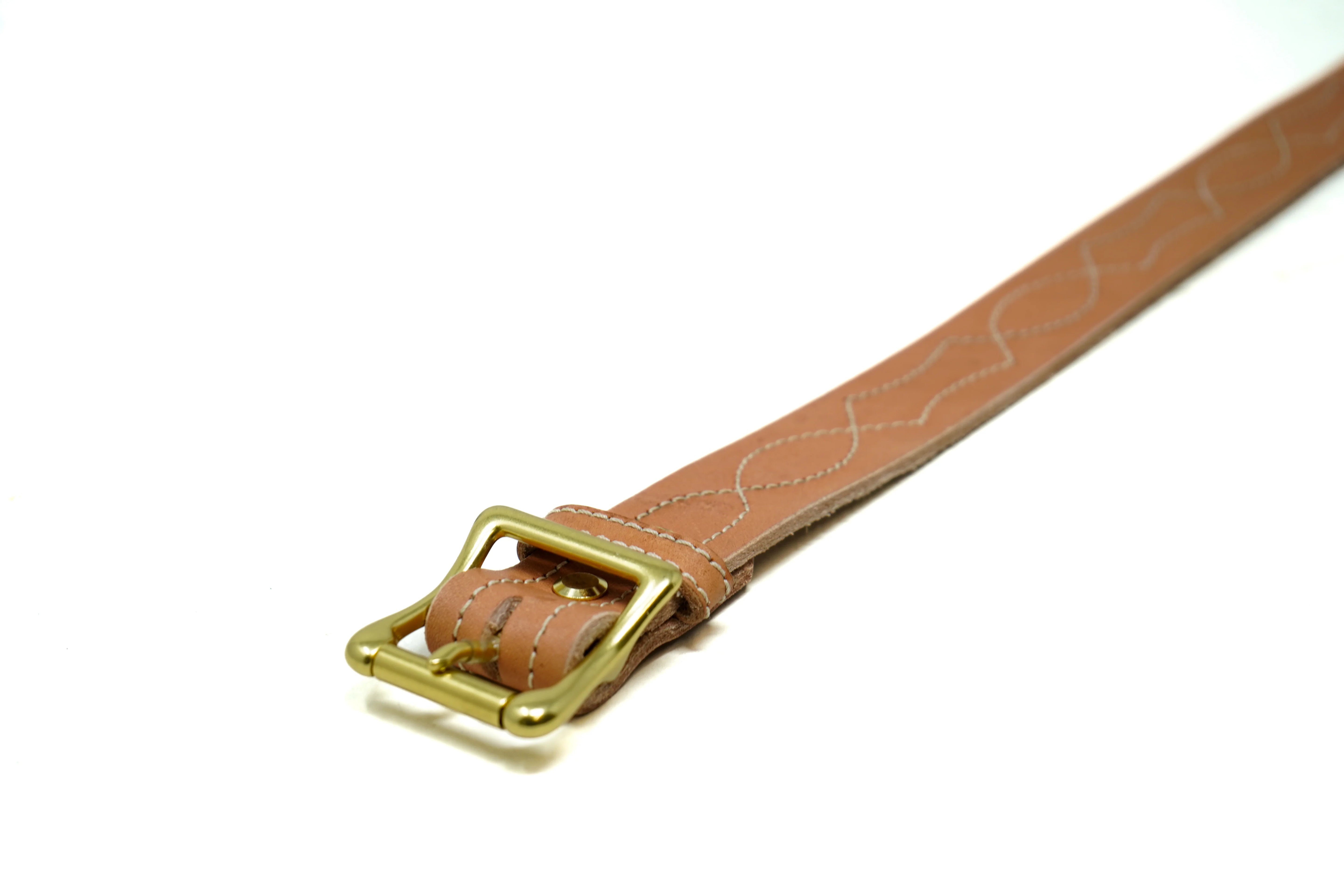 Embroidered Lucky Belt 1 1/4" - Veg Tan