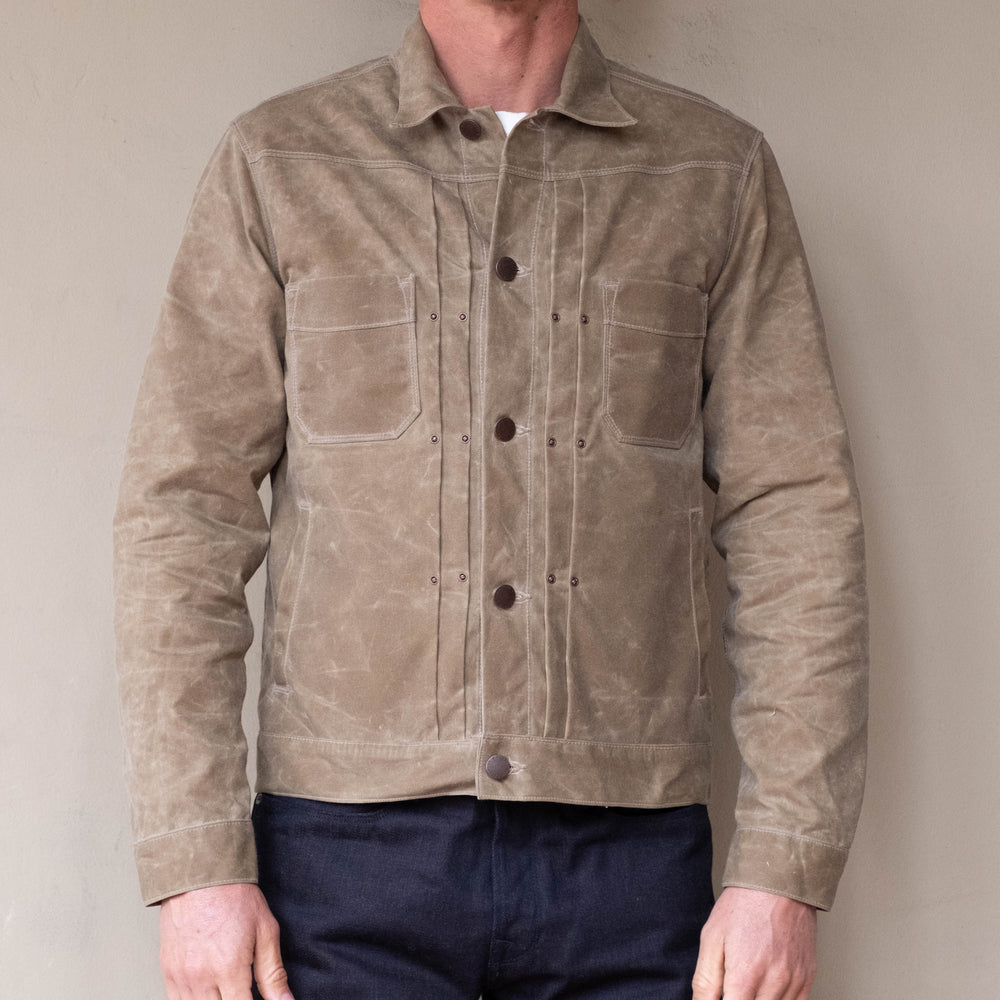 Riders Jacket Waxed Canvas Tobacco - Brown Interior