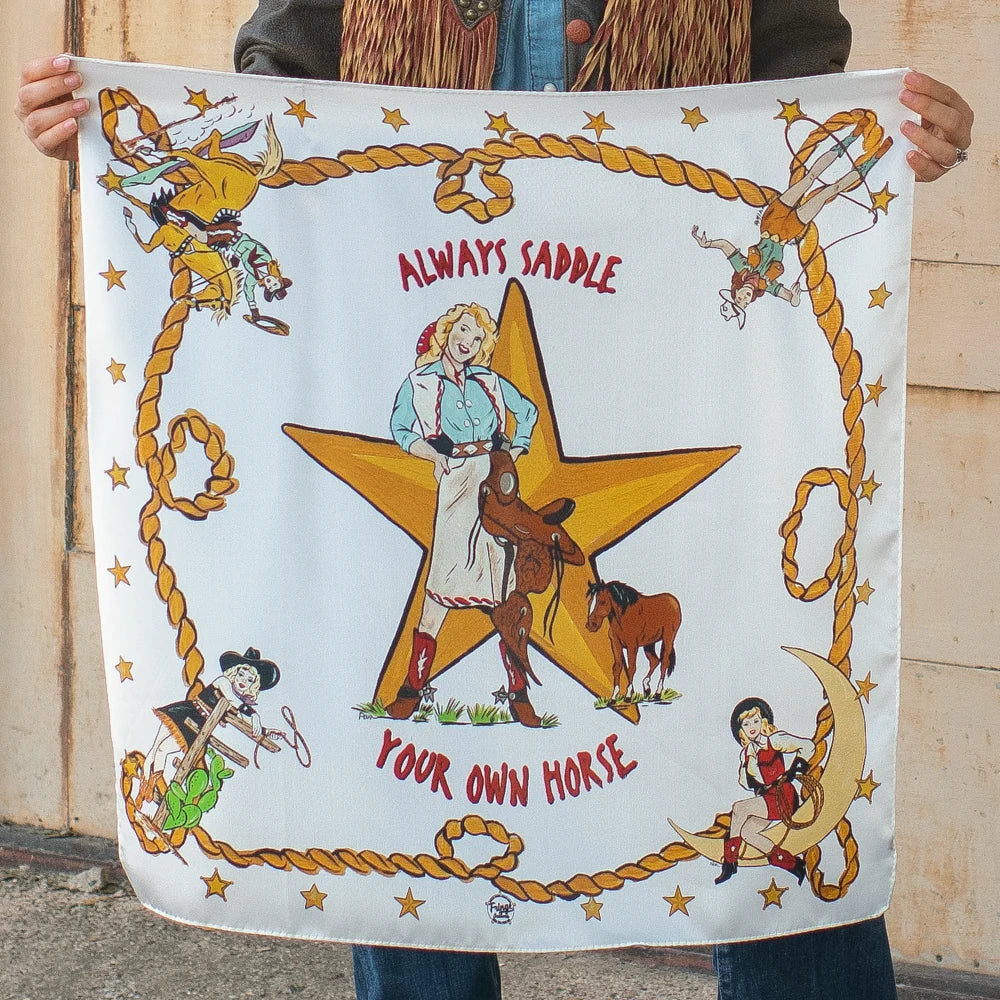 ALWAYS SADDLE YOUR OWN HORSE - LONG TALL SCARF - Off White