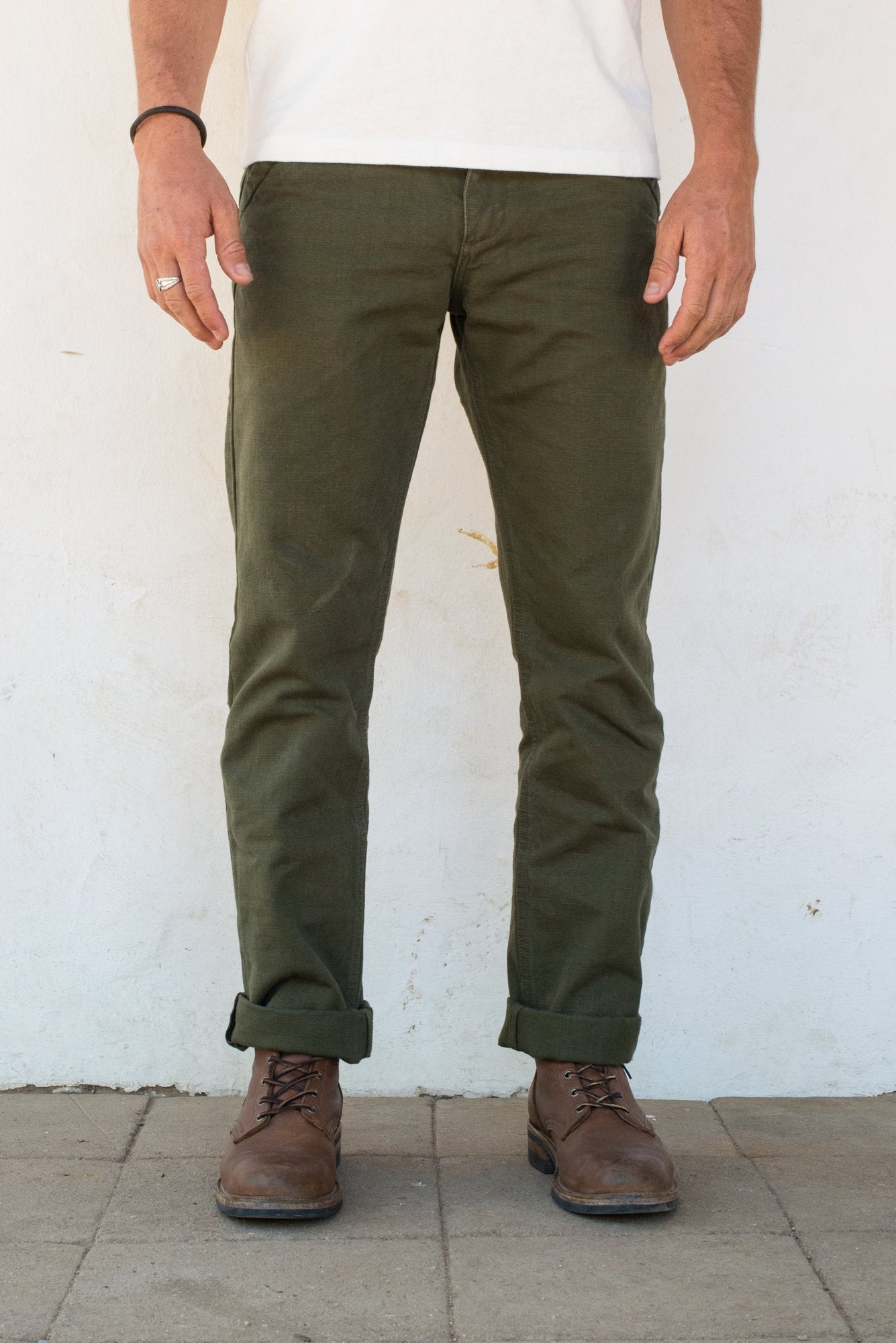 Workers Chino Slim Fit- 14oz. Slub Army Green