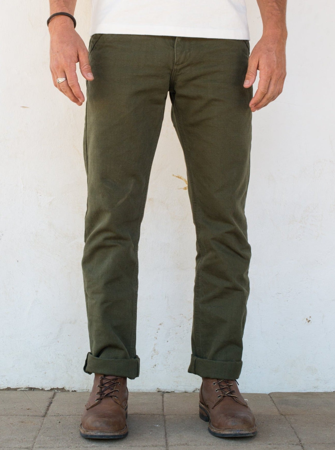 Workers Chino Slim Fit- 14oz. Slub Army Green