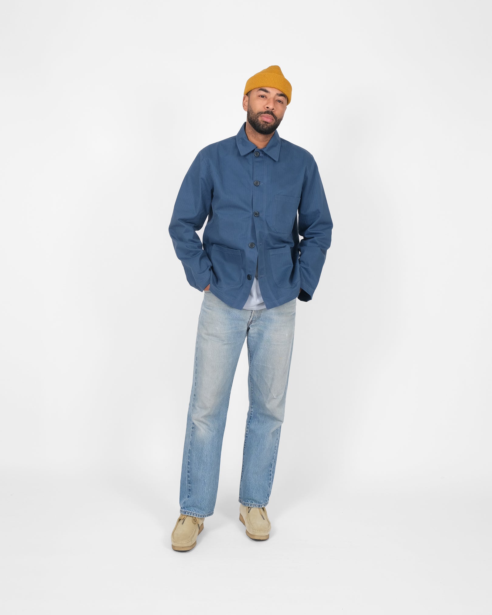 Woven Chore Coat - Mock Blue