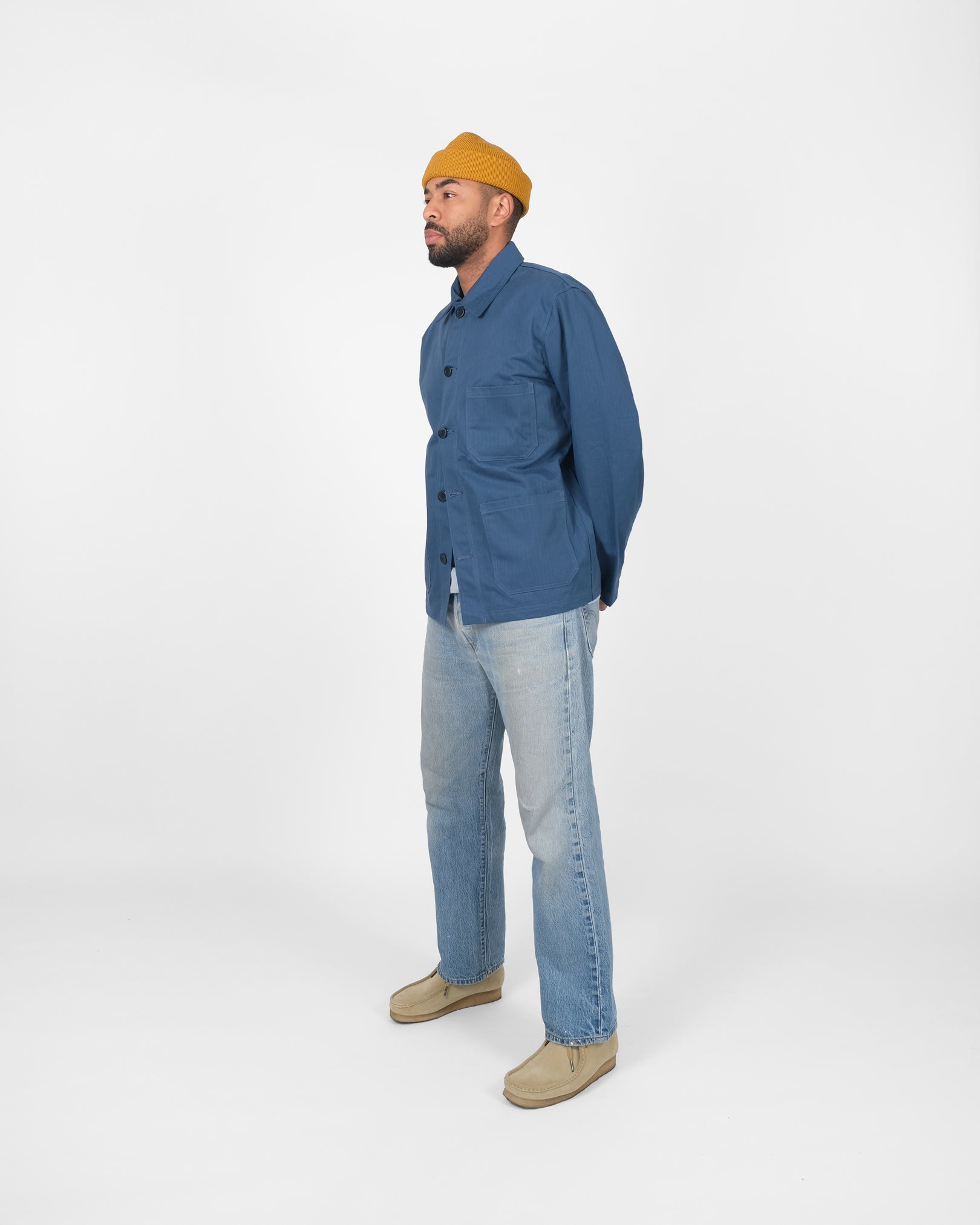 Woven Chore Coat - Mock Blue