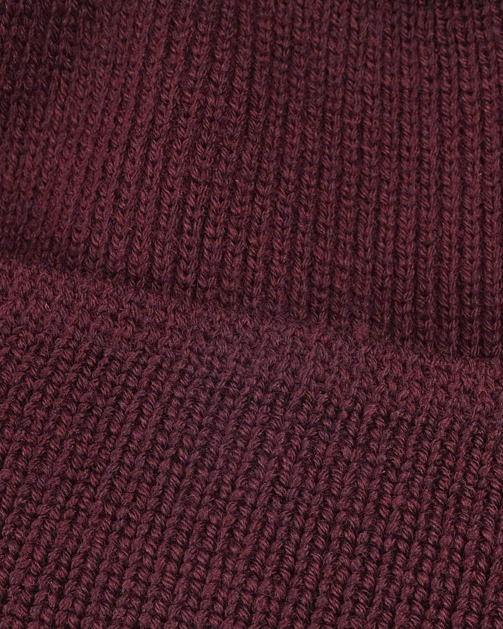 Wool Knit Watch Cap - Burgundy