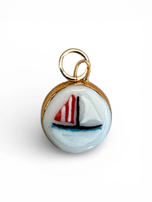 Sailboat Small Circle Charm Charm