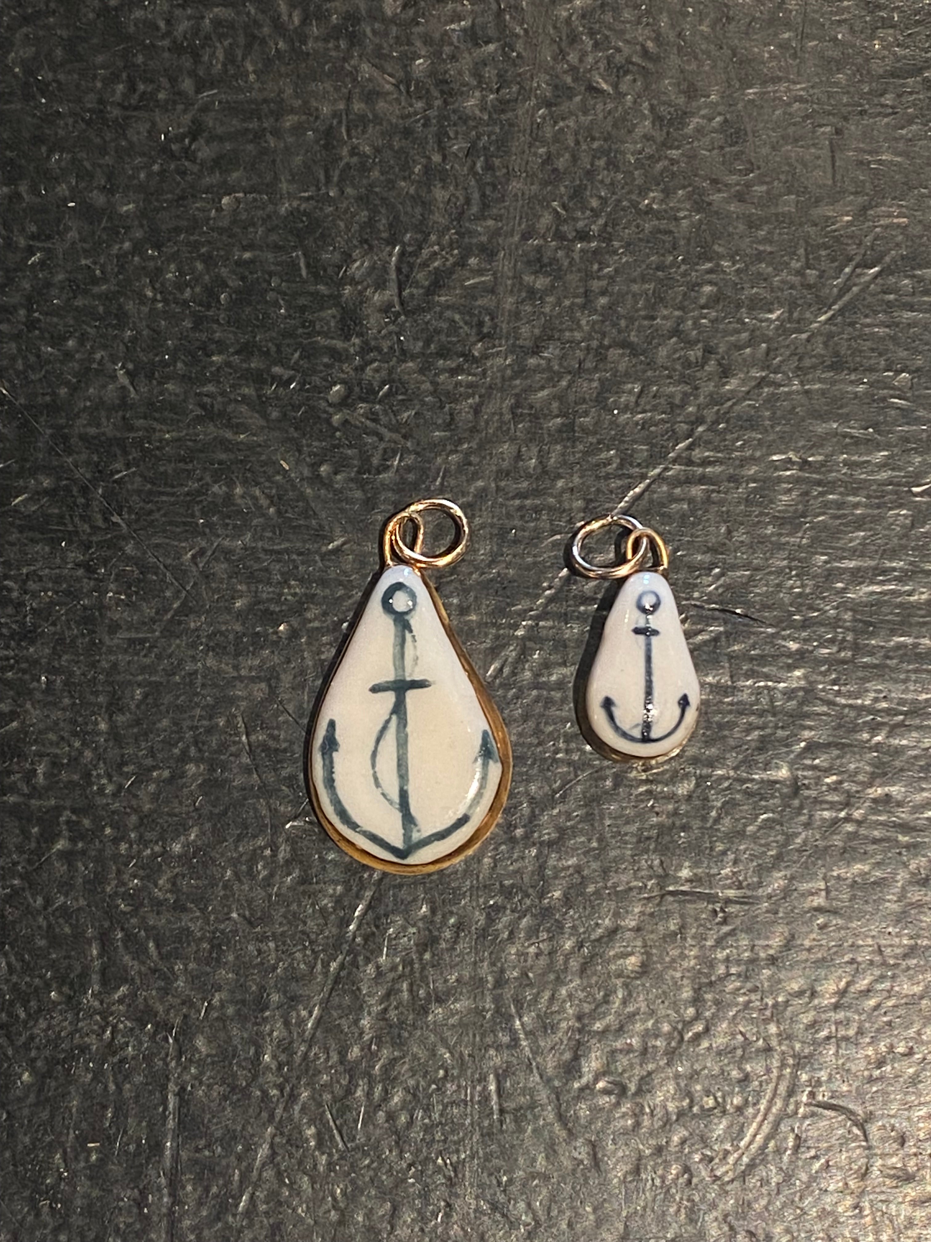 Anchor Charm - Small Teardrop - Navy