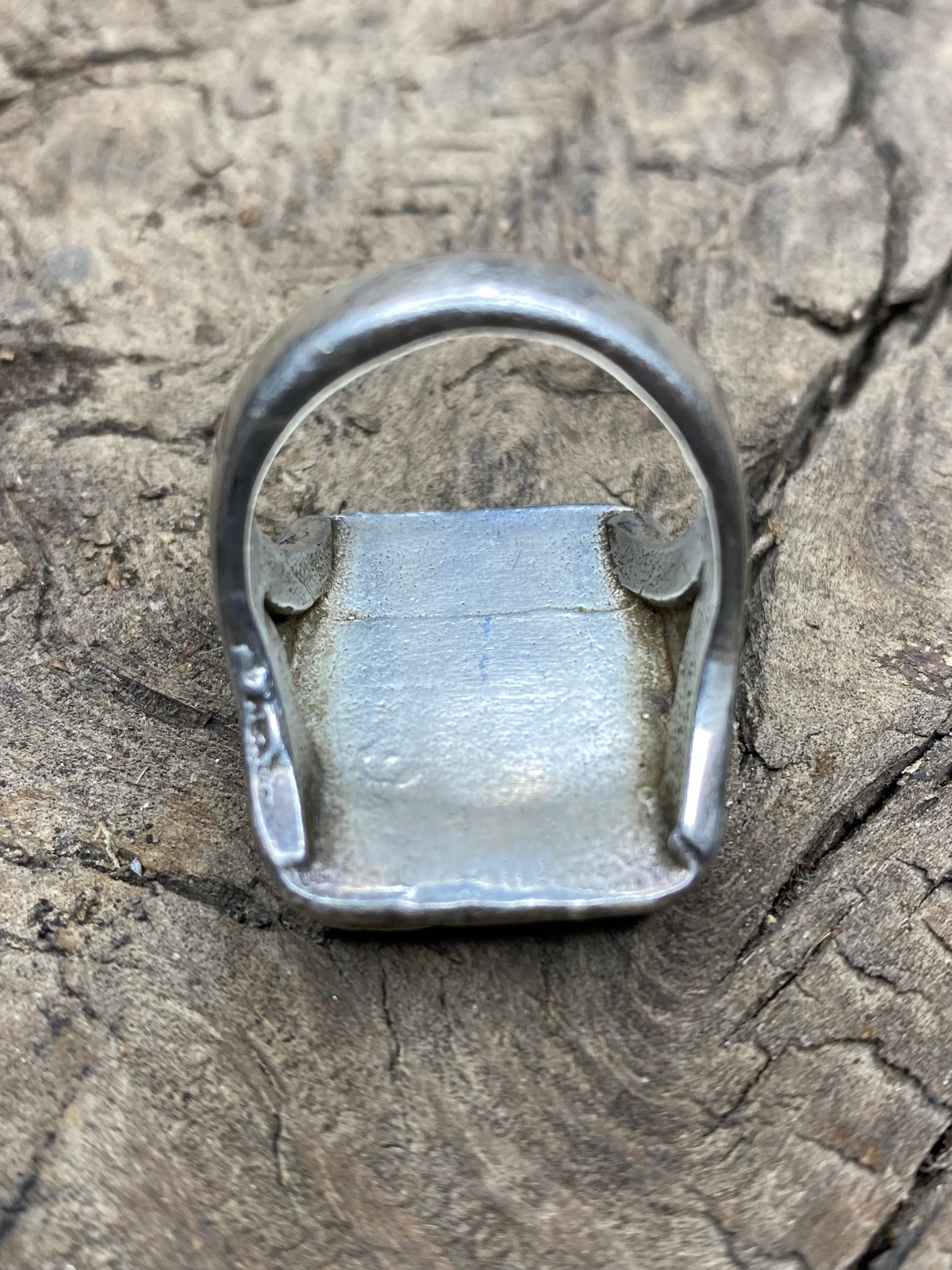 Vintage Turquoise and Black Onyx Silver Inlay Men's Ring - Size 10