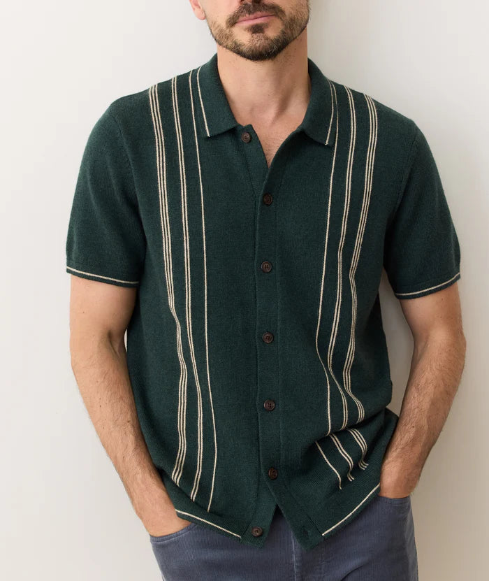 Barry Sweater Button Down - Green Gables/Cream