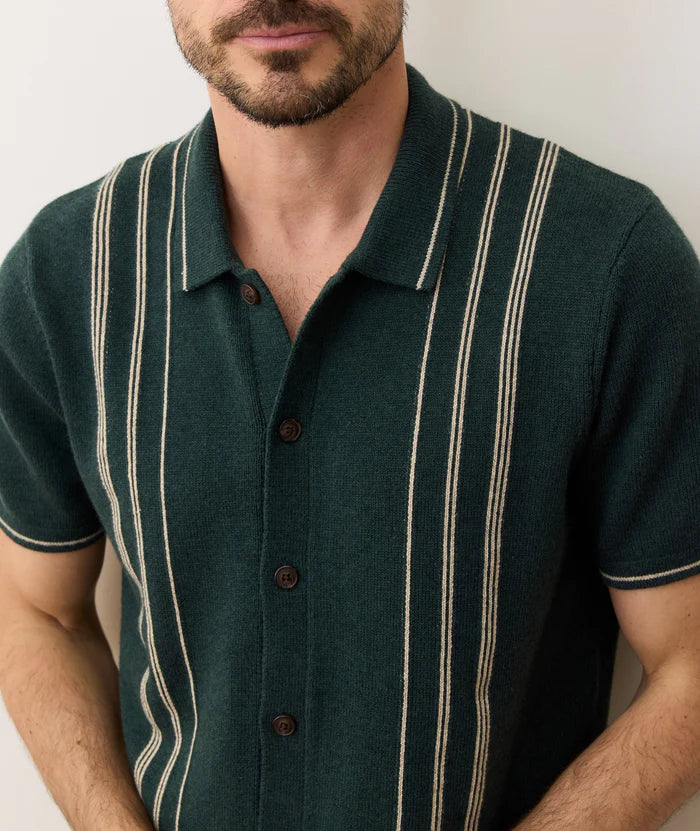 Barry Sweater Button Down - Green Gables/Cream