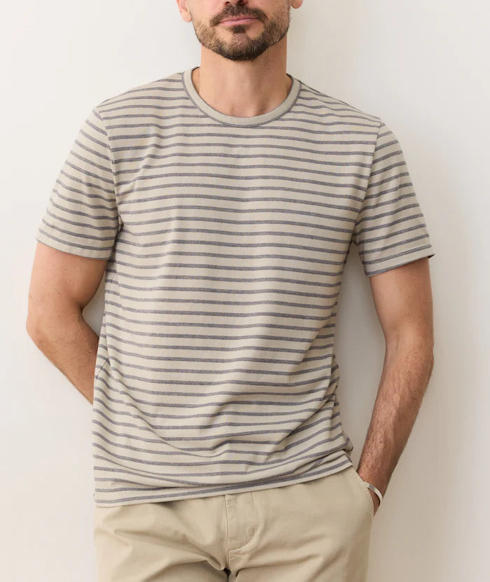 Signature Jacquard Crew Tee - Abbey Stone/India Ink