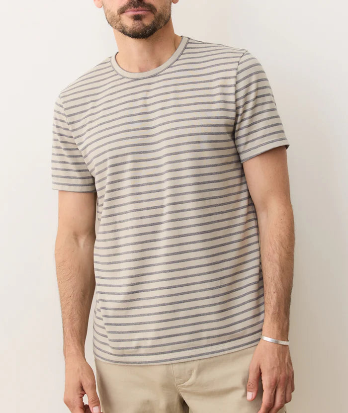 Signature Jacquard Crew Tee - Abbey Stone/India Ink