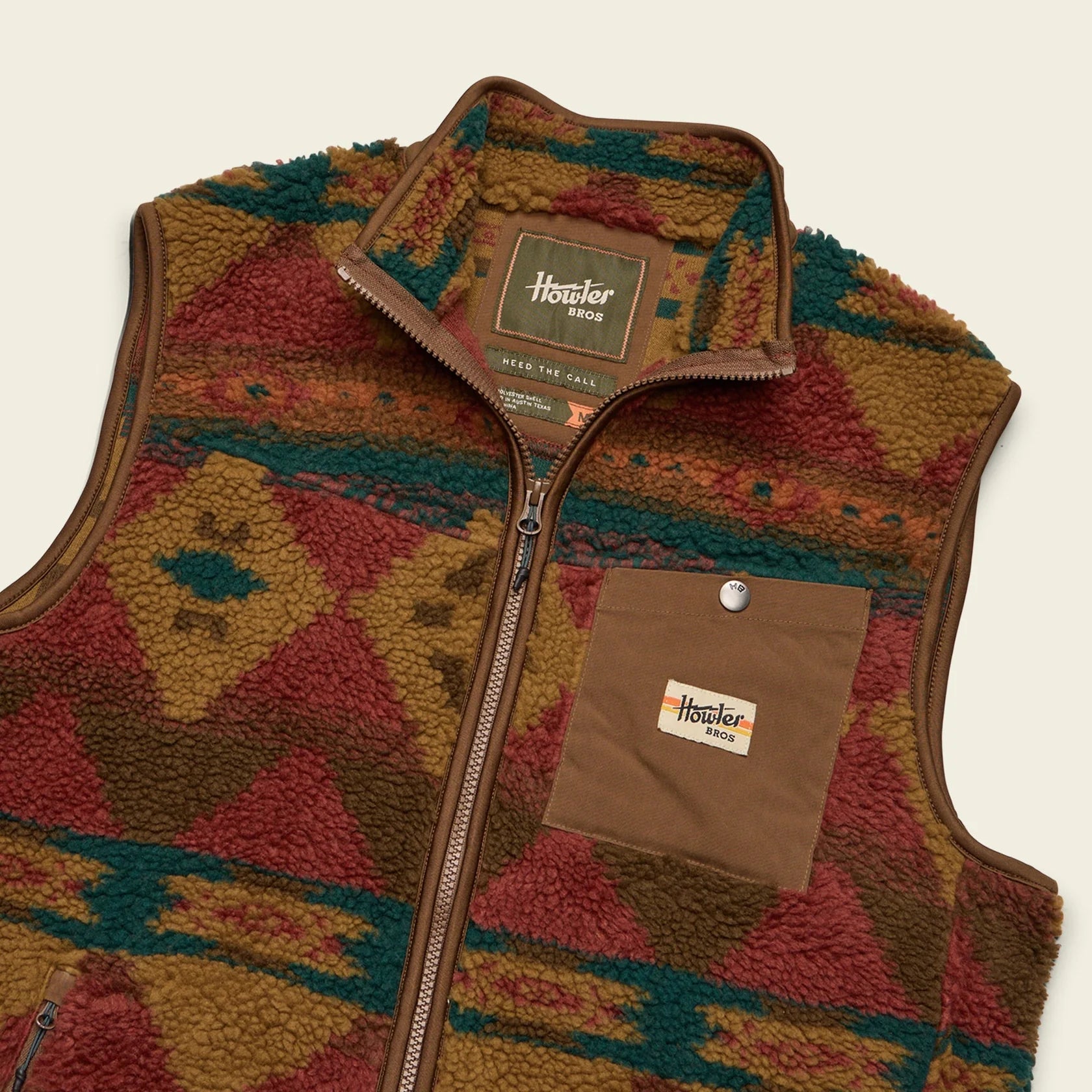 Chisos Fleece Vest - Mitla Motifs : Russet