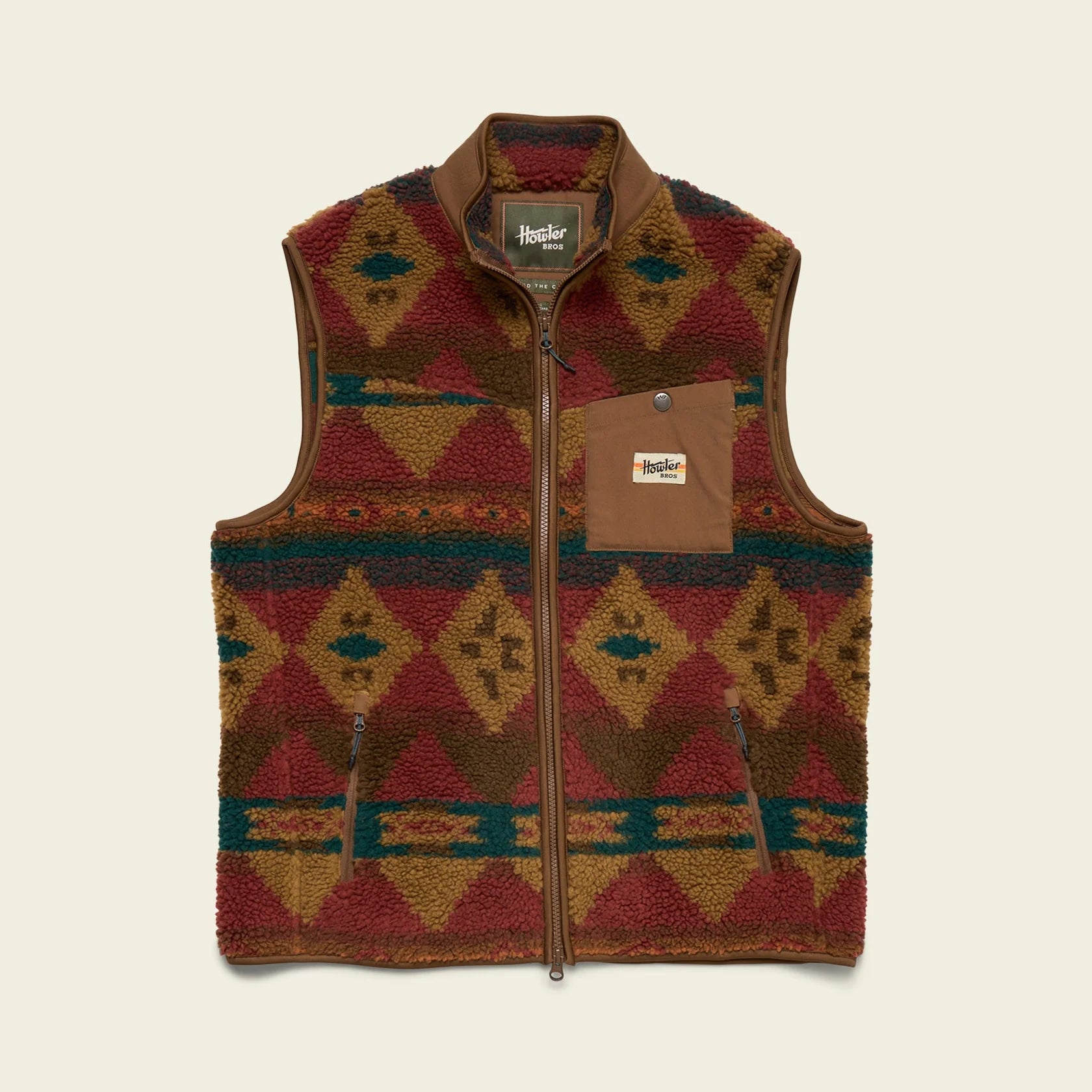 Chisos Fleece Vest - Mitla Motifs : Russet