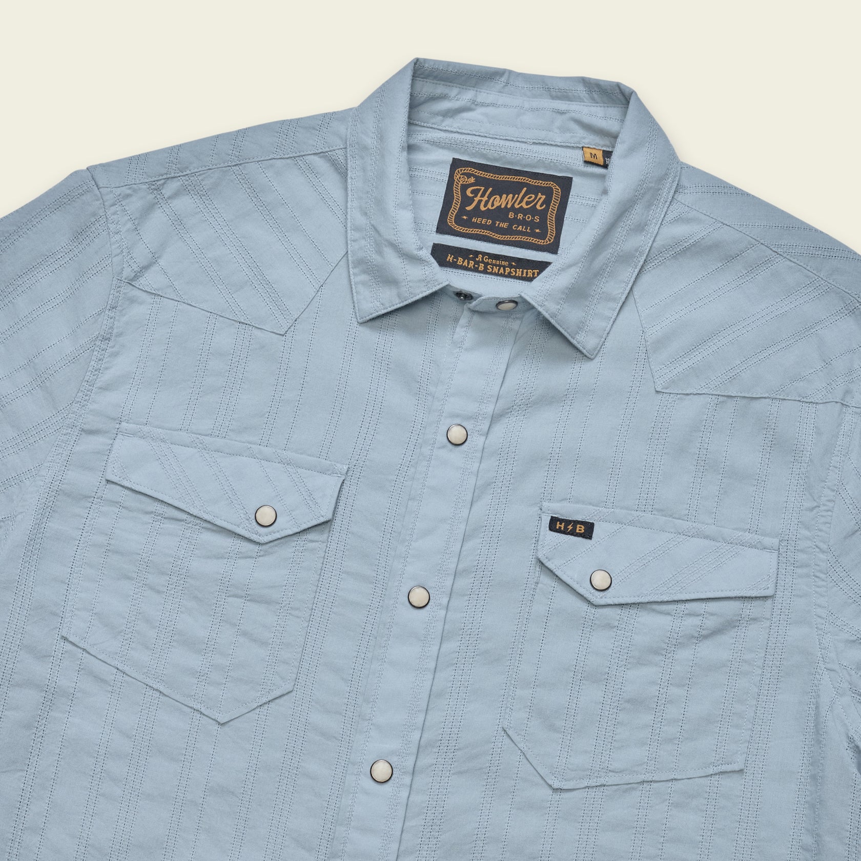 H Bar B Snapshirt - Eyelet Stripe : Sky Blue