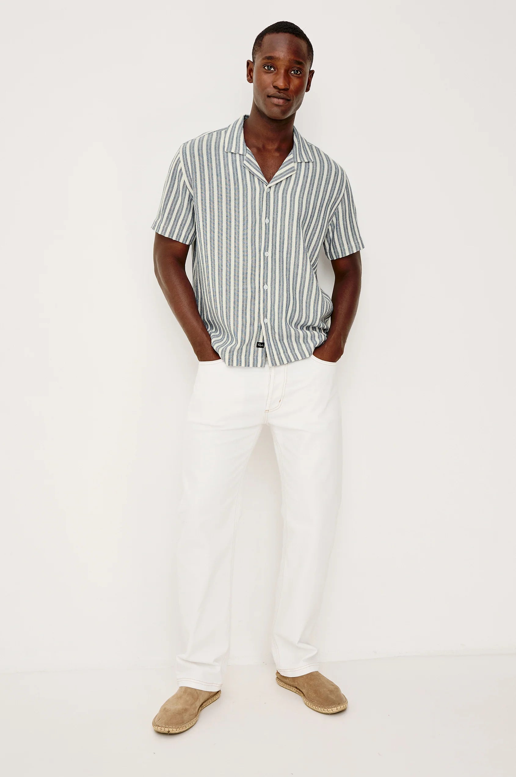 Fielder Shirt - Marine White Stripe
