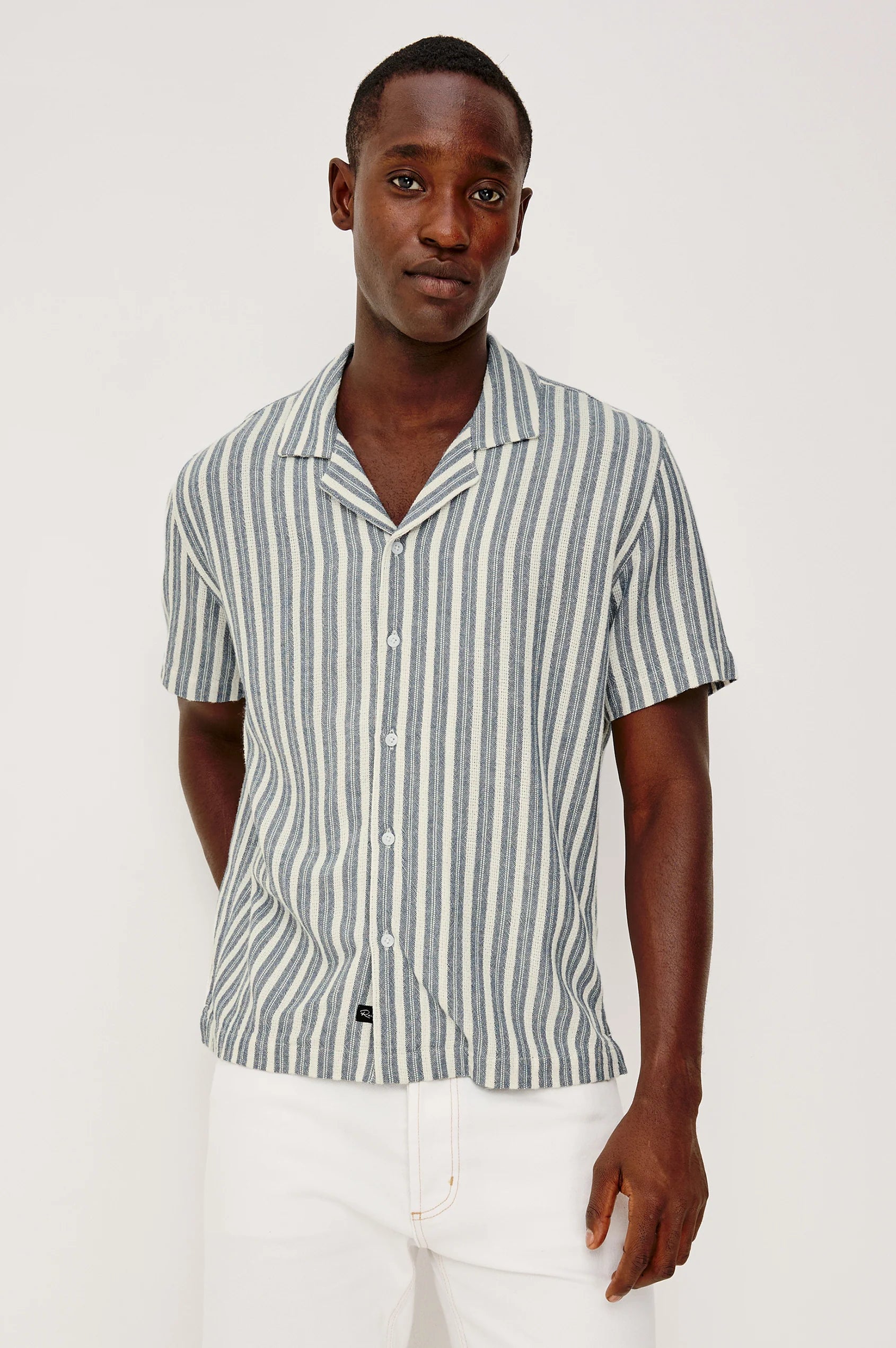 Fielder Shirt - Marine White Stripe