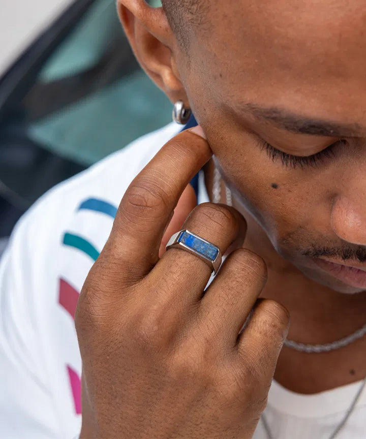 Signet Ring 7mm Lapis-Lazuli | Silver