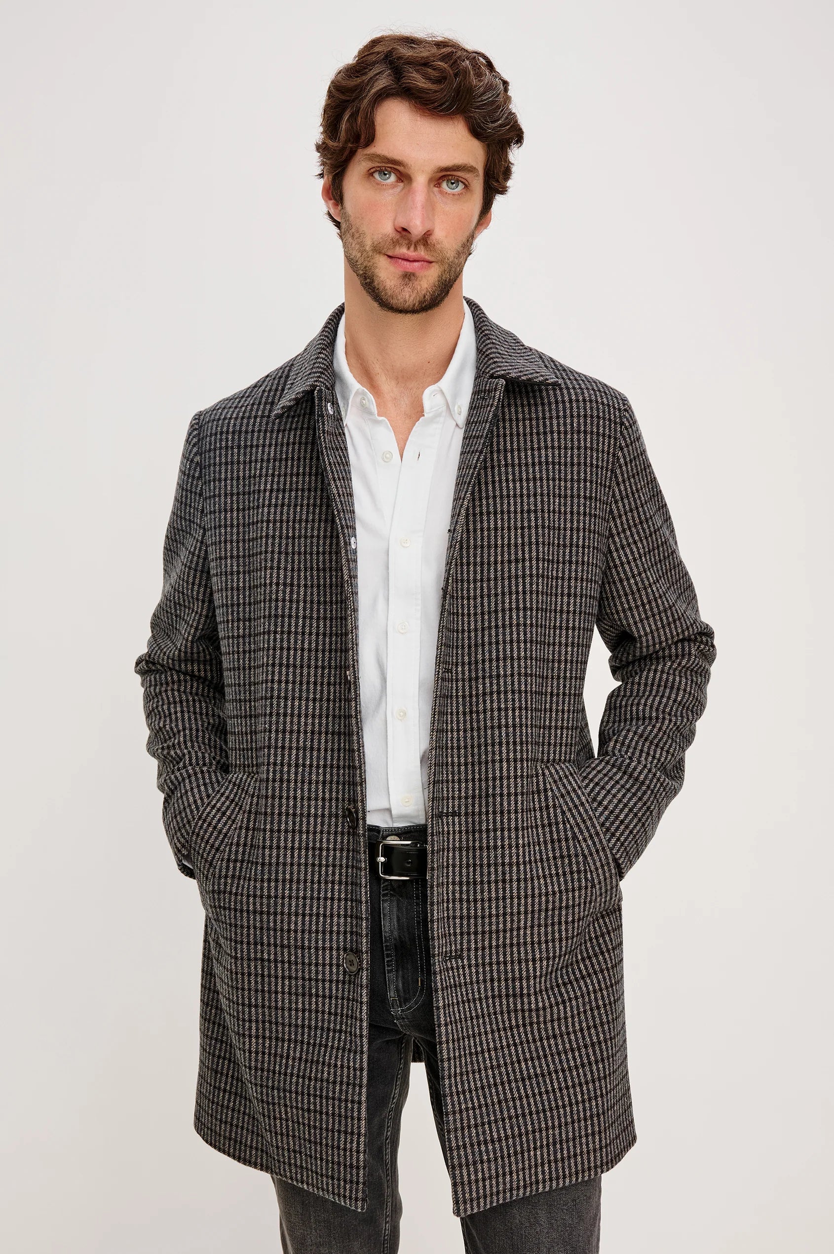Hockney Overcoat Grey Check Plaid