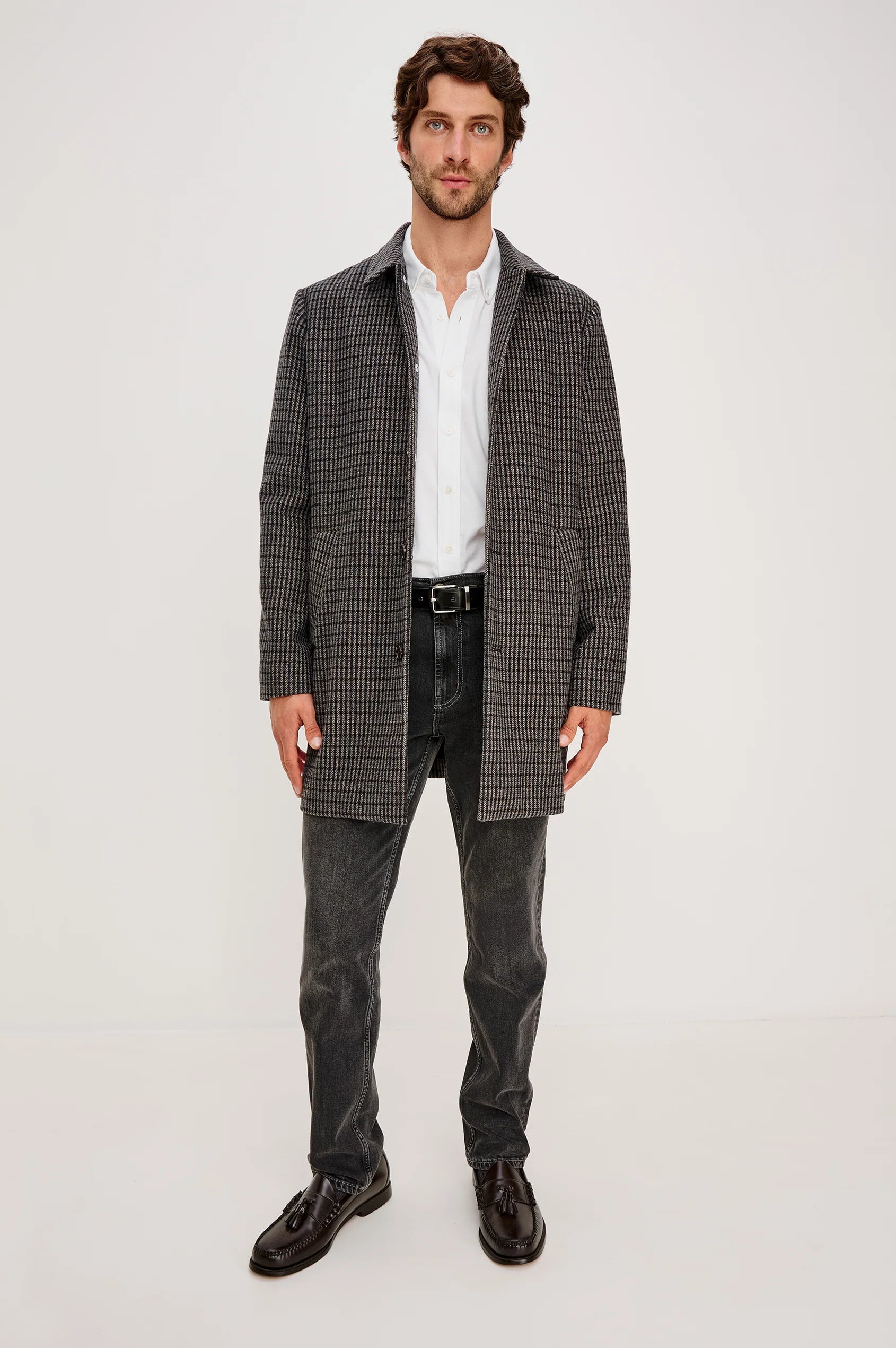 Hockney Overcoat Grey Check Plaid