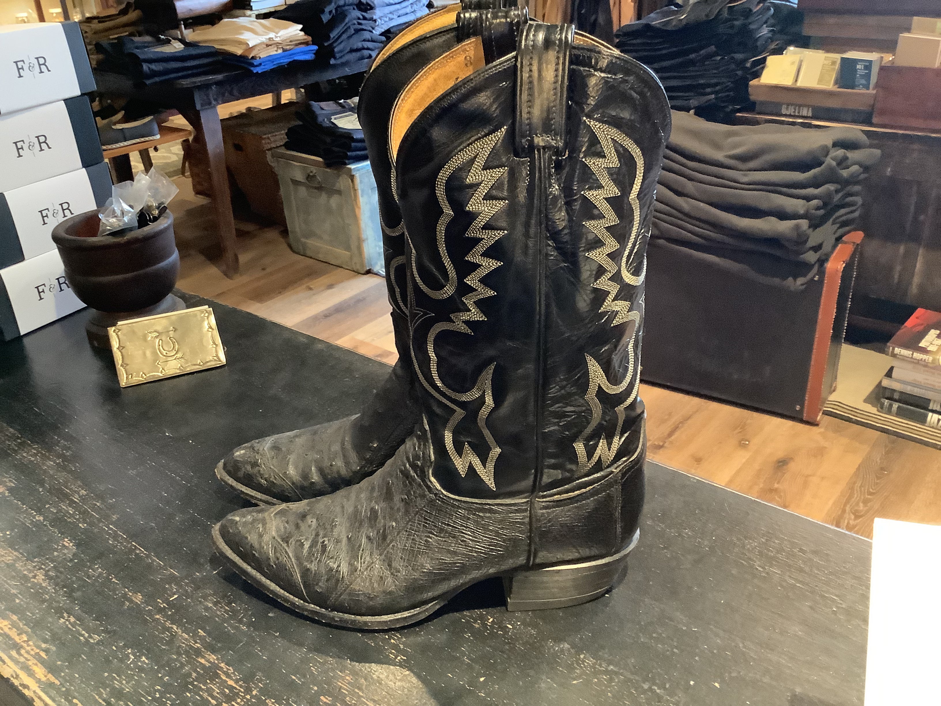 Tony Lama Black Cowboy Boots Size 9 EE